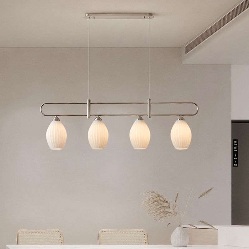 Nordic Style Iron Hanging Lamp Ellipse Shape Island Light Fixture for Living Room