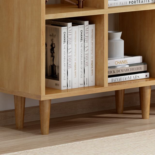 Modern Style Open Back Bookshelf Wooden Shelf Bookcase in Brown