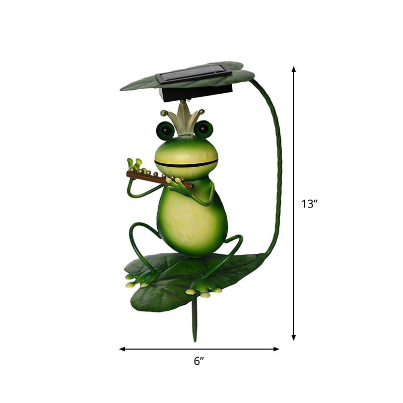 Frog and Violin/Guitar/Crown Solar Lamp Countryside Metal Green LED Ground Lighting for Garden