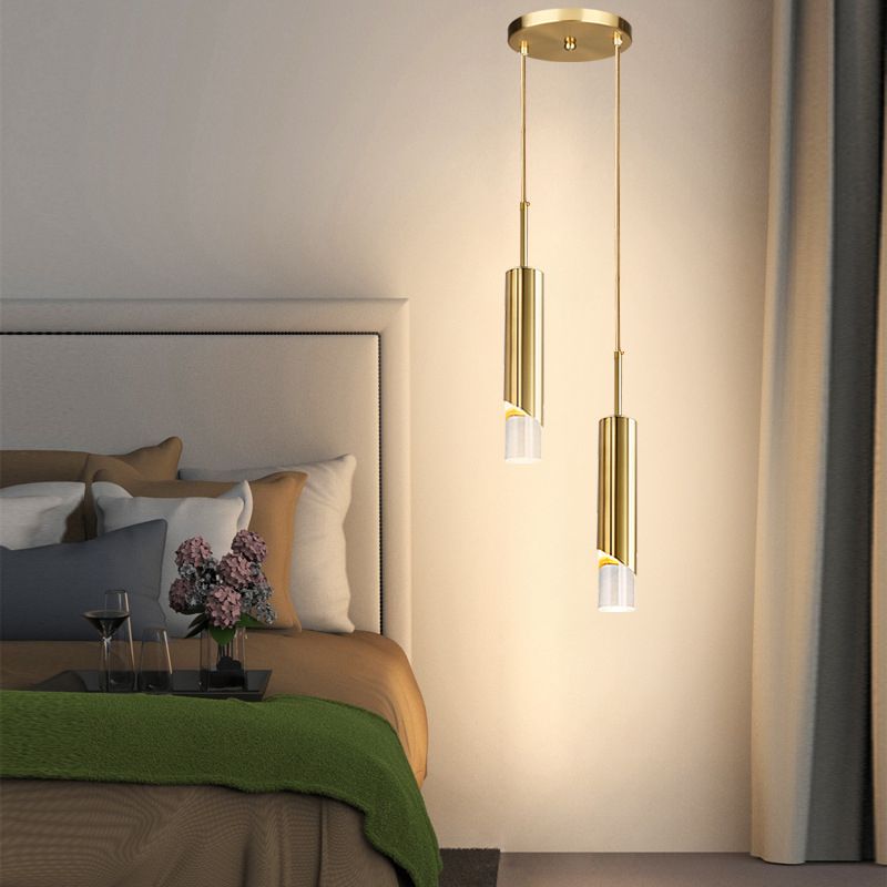 Acryl cilindrisch LED hanglamp in moderne creatieve stijl smeedijzeren hangende lamp voor slaapkamer