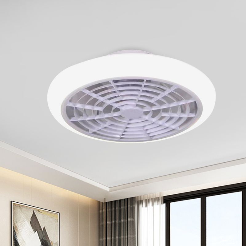 White/Pink/Blue LED Hanging ventilador de ventilador acrílico Donut Donut Semi Flush Monte Lámpara para sala de estar, 18 "W