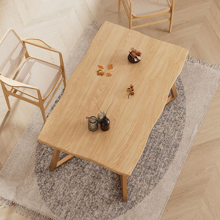 Gold Metal Base Dining Table Solid Wood Rectangle Dinner Room Kitchen Table