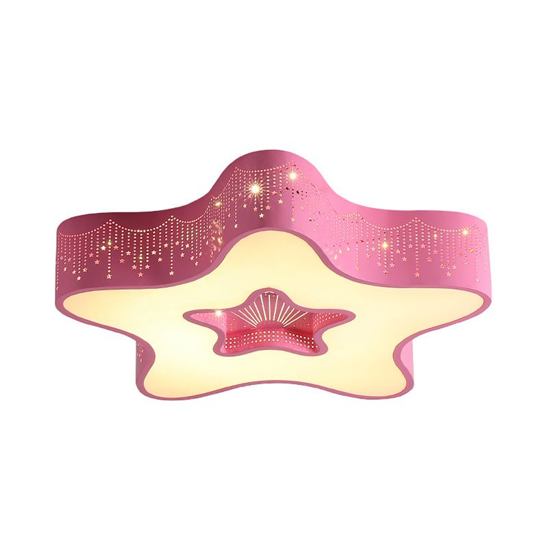 Lampada da soffitto a LED moderna Macaron Loft a forma di stella cava in metallo acrilico per camera da letto per bambini