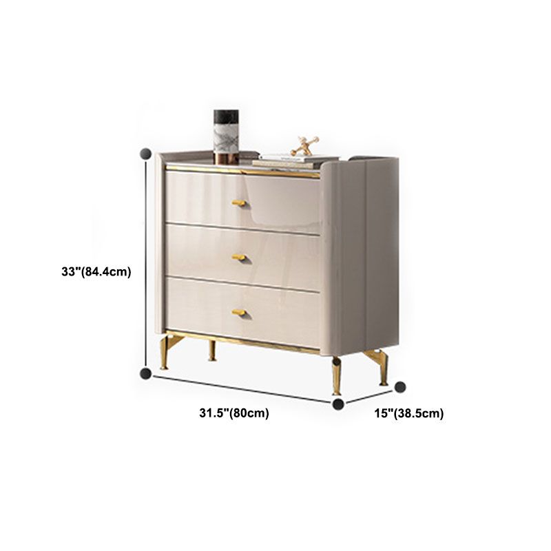 Stone Glam Chest Bedroom Storage Chest in White with Drawers