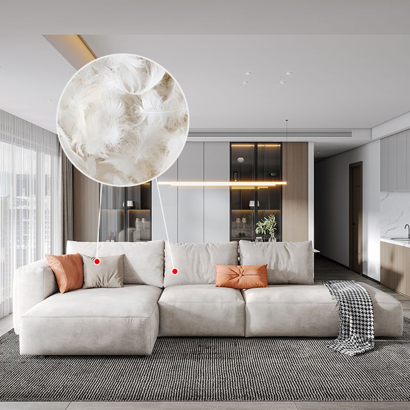 Faux Leather Square Arm Sofa with Chaise Modern Loose Back Sofa in Gray