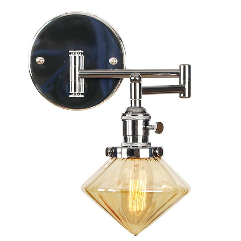 Adjustable Industrial Sconce Light Glass 1-Light Sconce Light Fixture