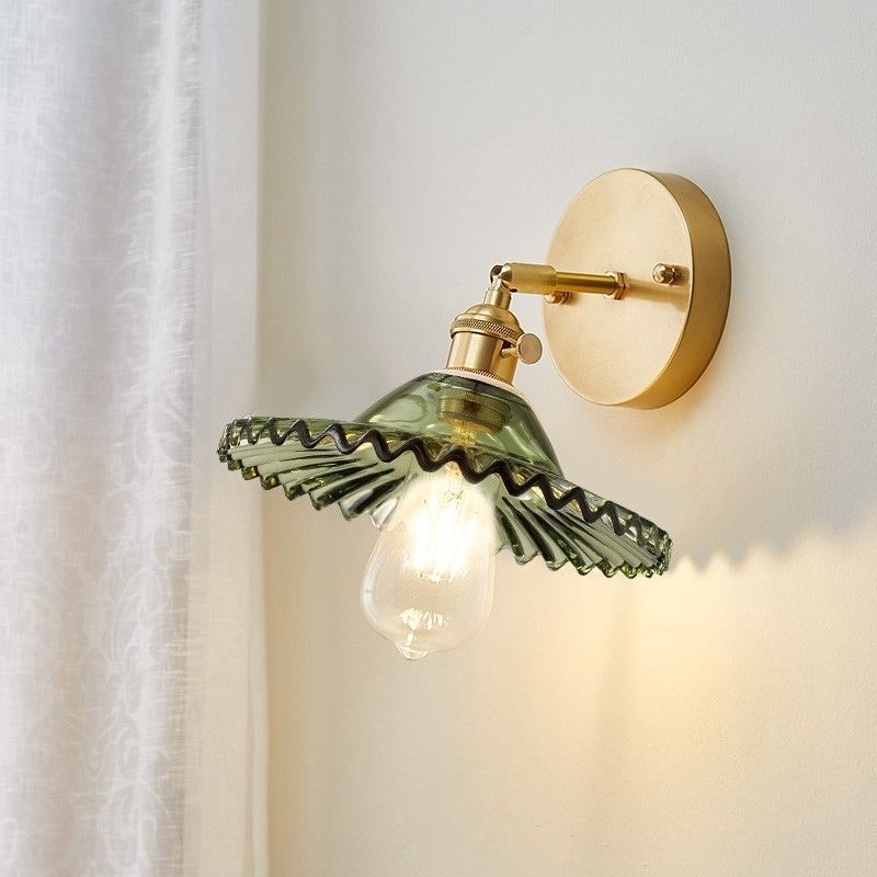 Metal Modern Wall Sconce Flower Shape Sconce Lights with Glass Shade for Bedroom