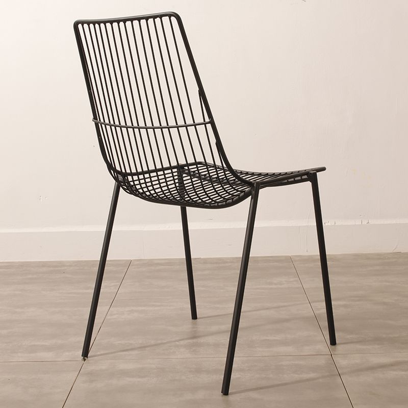 Black/Blue Outdoors Dining Chairs Modern Metal Stacking Patio Dining Chair