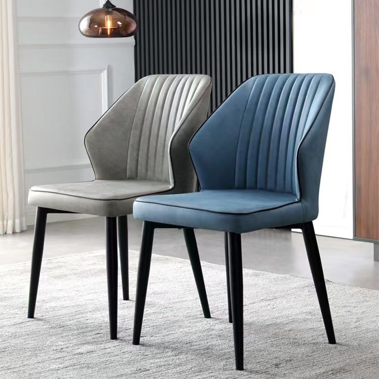 Faux Leather Dining Chairs Upholstered Chairs with Metal Legs