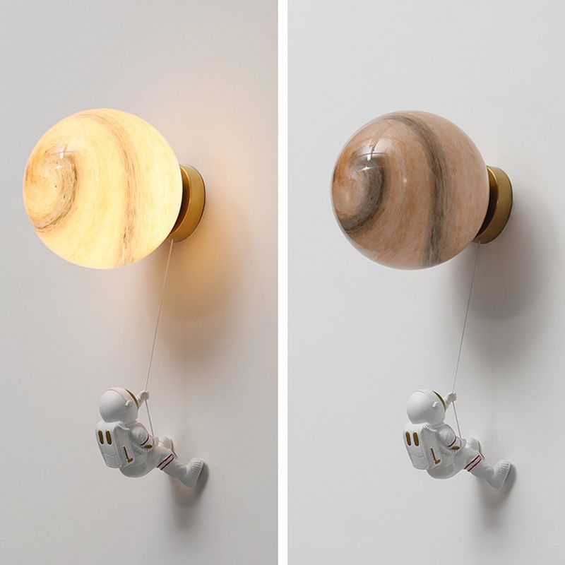 Modern Style Wall Mount Light 1-Light LED Wall Sconce Light with Glass Shade for Bedside