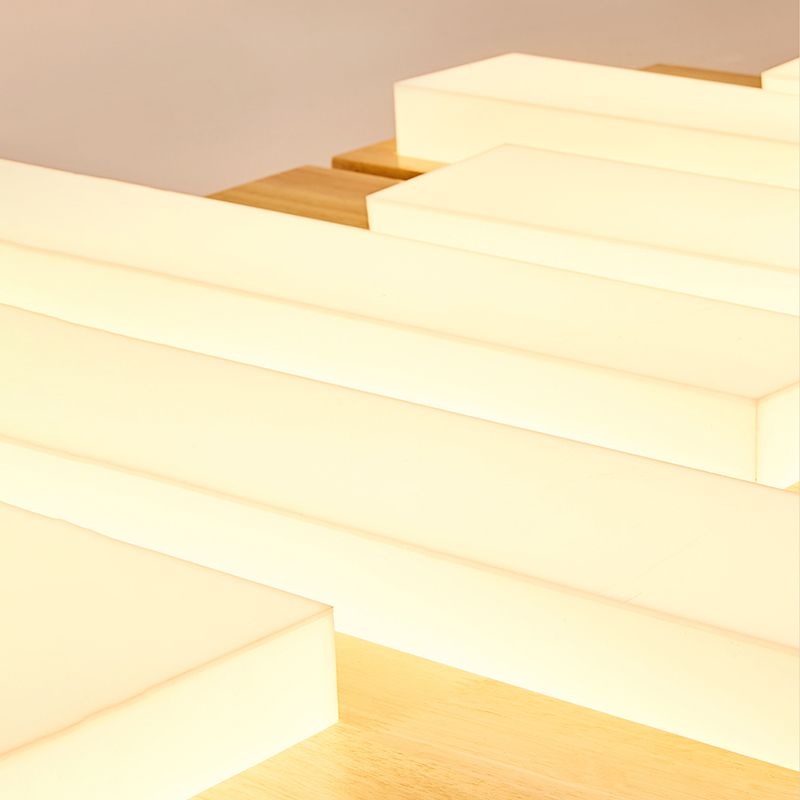 LED Minimaliste moderne Ceiling Fixture Wooden Flush Flush Mount with Acrylic Shade