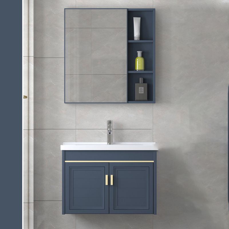 Modern Wall-Mounted Sink Vanity Blue Wall Mount Vanity Cabinet