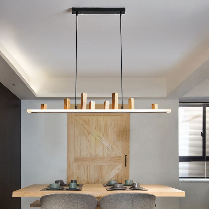 Wood Linear Island Lighting Modern 1-Light Island Pendant Lights