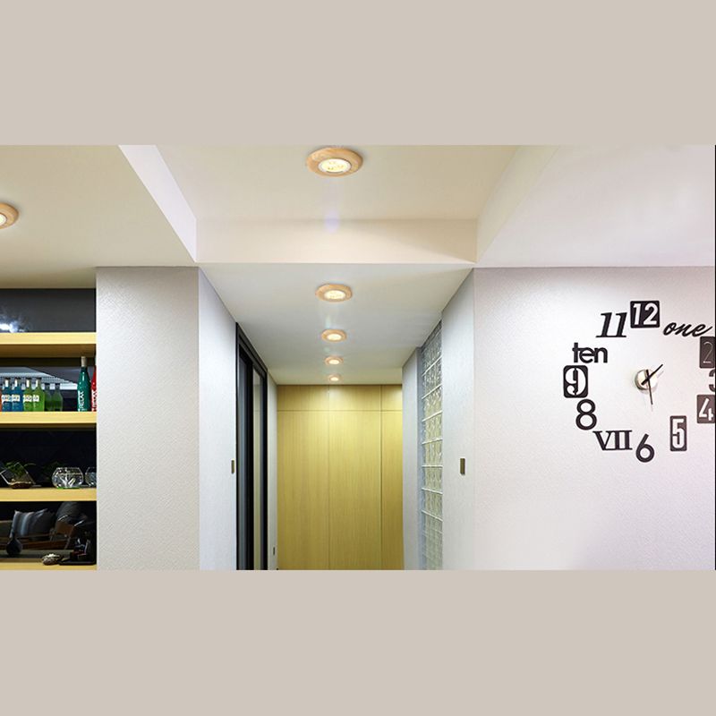 Plafonnier LED pour couloir circulaire, luminaire de plafond en bois de Style concis moderne