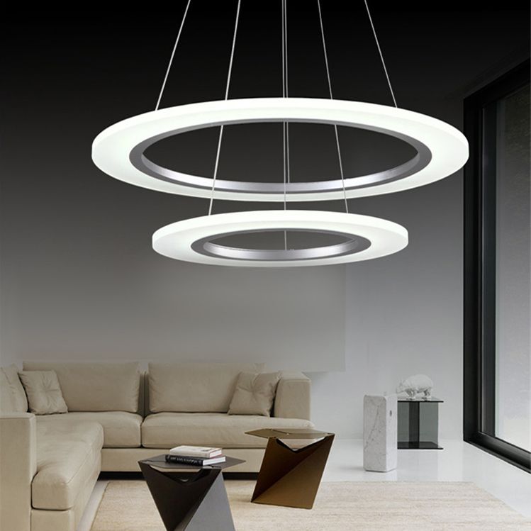 Luz de suspensión LED de estilo colgante de colgante circular de plata