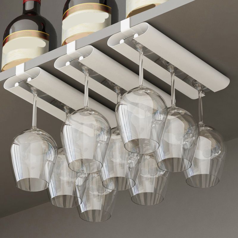 Industrial Hanging Wine Rack Metal Wine Glass Stemware Rack Holder