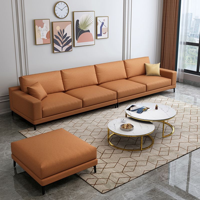 Loose Back Faux Leather Square Arm Sofa with Waterproof and Stain Resistant