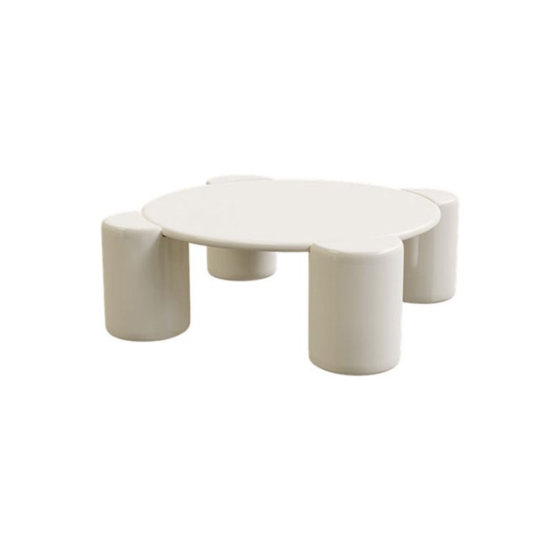 Modern Free-Form Coffee Table White Single Coffee Table with 4 Legs