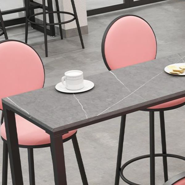 Industrial Rectangle Bistro Table Matte Finish Stone Top Bar Table