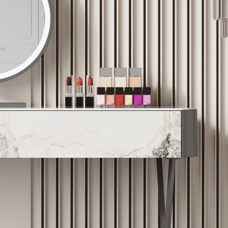 Luxurious Vanity Set 2 Storage Drawers with Padded Stool in White