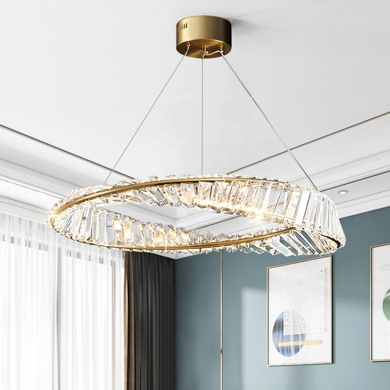 Postmodern Simplicity Round Hanging Chandelier Pendant Light Crystal Ceiling Lights Fixture for Restaurant