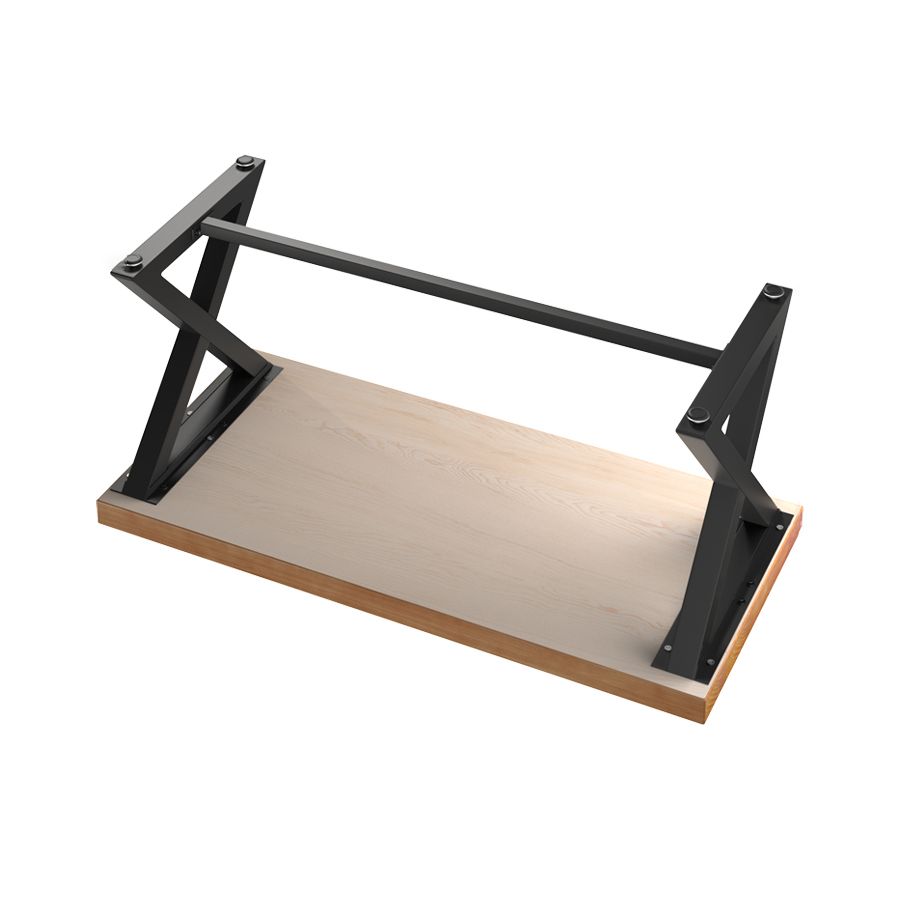 Industrial Style Solid Wood Dining Set with Traditional Height Fixed Table and Trestle Base