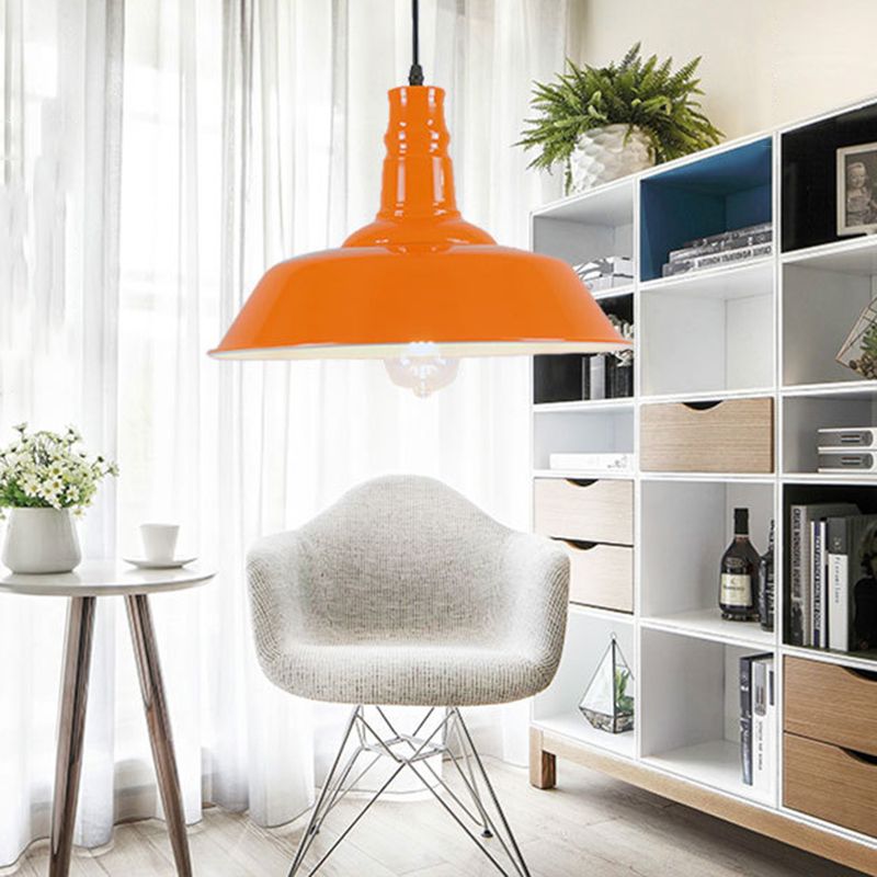 Modern Industrial Barn Shade Hanging Light, Macaron Metal 1-Light Pendant Lighting