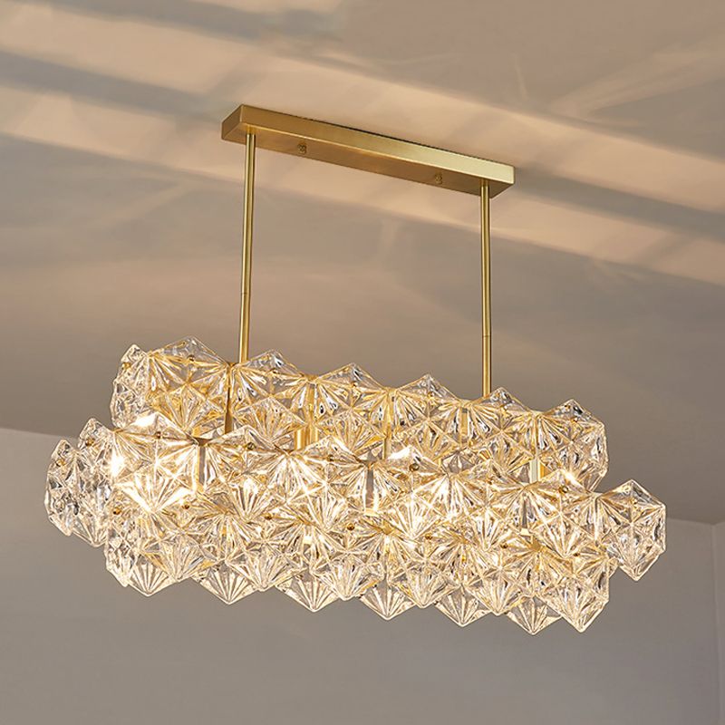 Modernism Golden Ceiling Light Crystal Kitchen Island Lighting for Dining Room