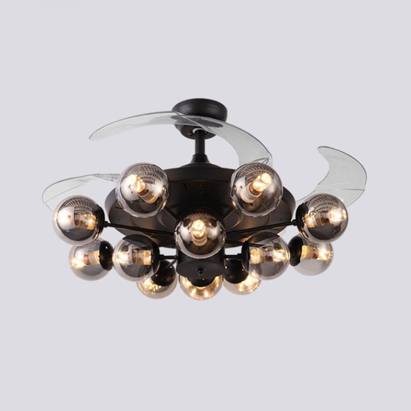 48 "breit geometrische Hangdüfter Leichtsexerität Metall Black Semi-Flush-Halterung mit 4 Klingen