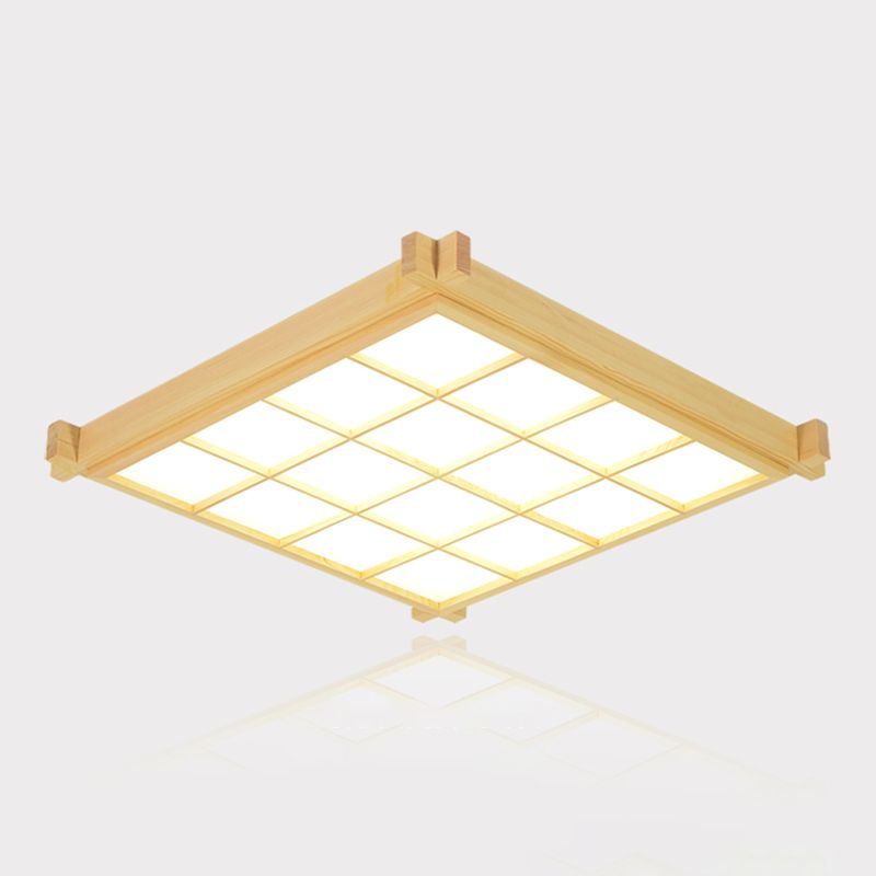 Nouveau Plafonnier encastré en bois moderne à 1 lumière LED pour salon