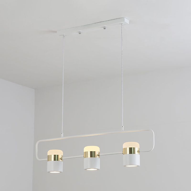 Cylinder Island Lighting Contemporary Metal Island Chandelier Lights for Kitchen