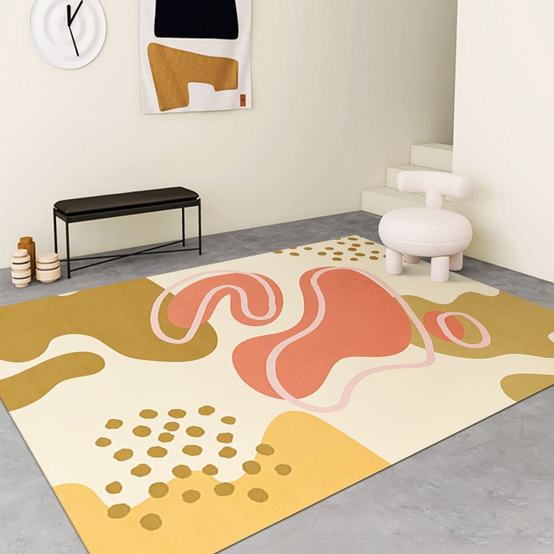 Modern Color Piece Rug Polyester Orange Rug Stain Resistant Rug for Drawing Room