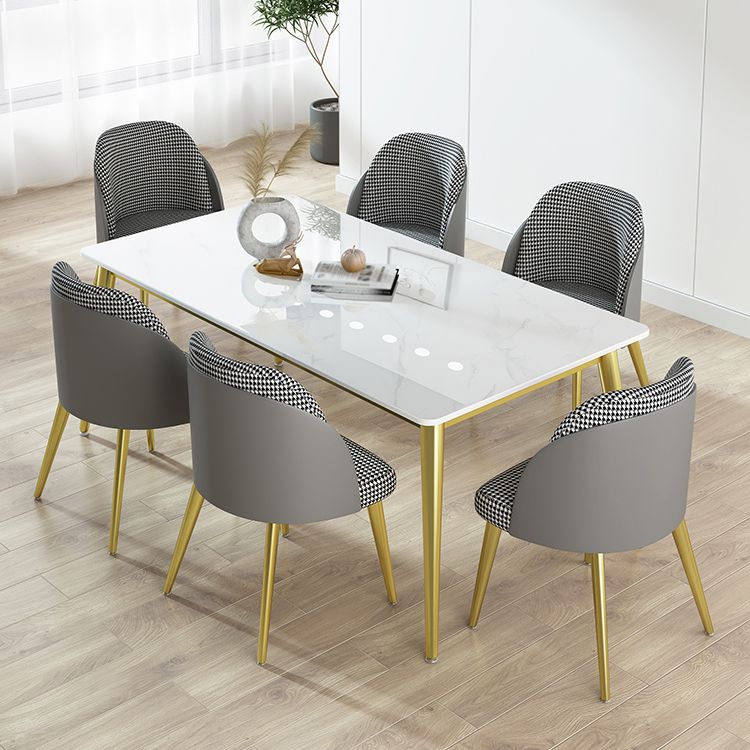 Glam 1/4/5/6/7 Pieces Dining Set Rectangle Stone Dining Table for Dining Room