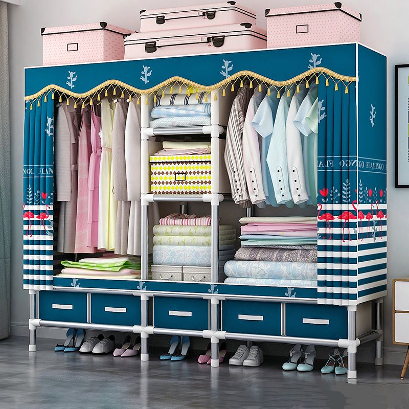 Rectangular Metal Wardrobe Industrial Style Simple Bedroom Wardrobe Closet