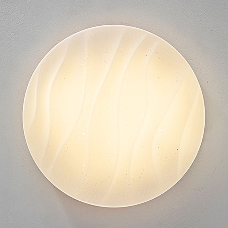 1-Light Round Flush Light Fixtures Modern Style Wood Flush Mount Lighting