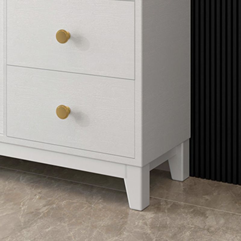 Modern White Rectangle Accent Cabinet Knobs 1 Shelves Cabinet