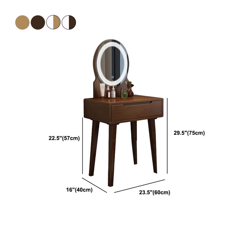 Scandinavian Wooden Make-up Vanity With Drawer in Brown for Bedroom