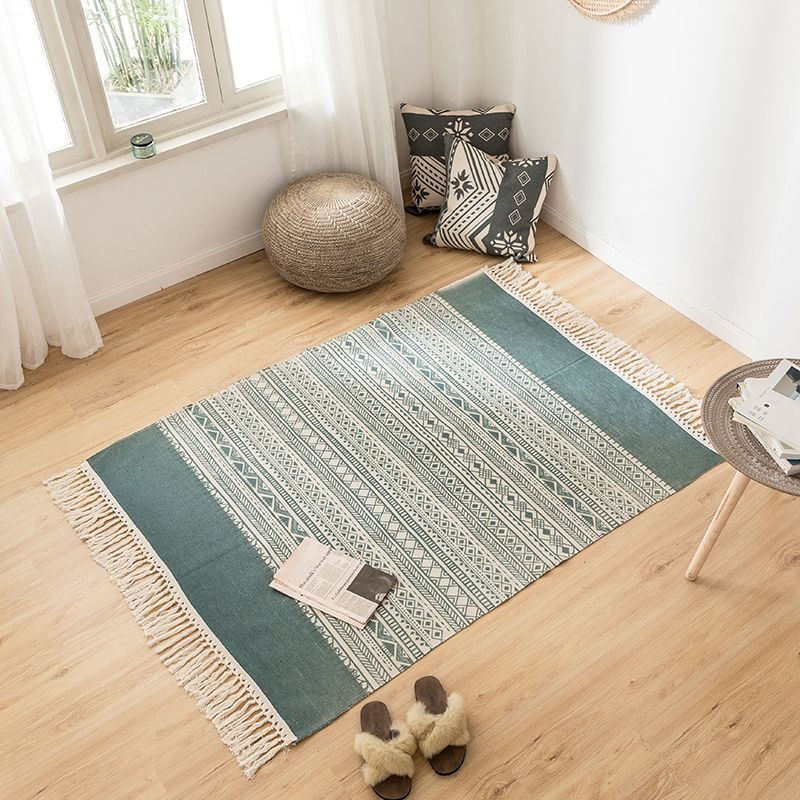 Mehrfachfarbener Dekoration Teppich Bohemian Geometrischer Druck in Indoor Teppich Jute Easy Care Haustierfreundlicher Bereich Teppich mit Fransen