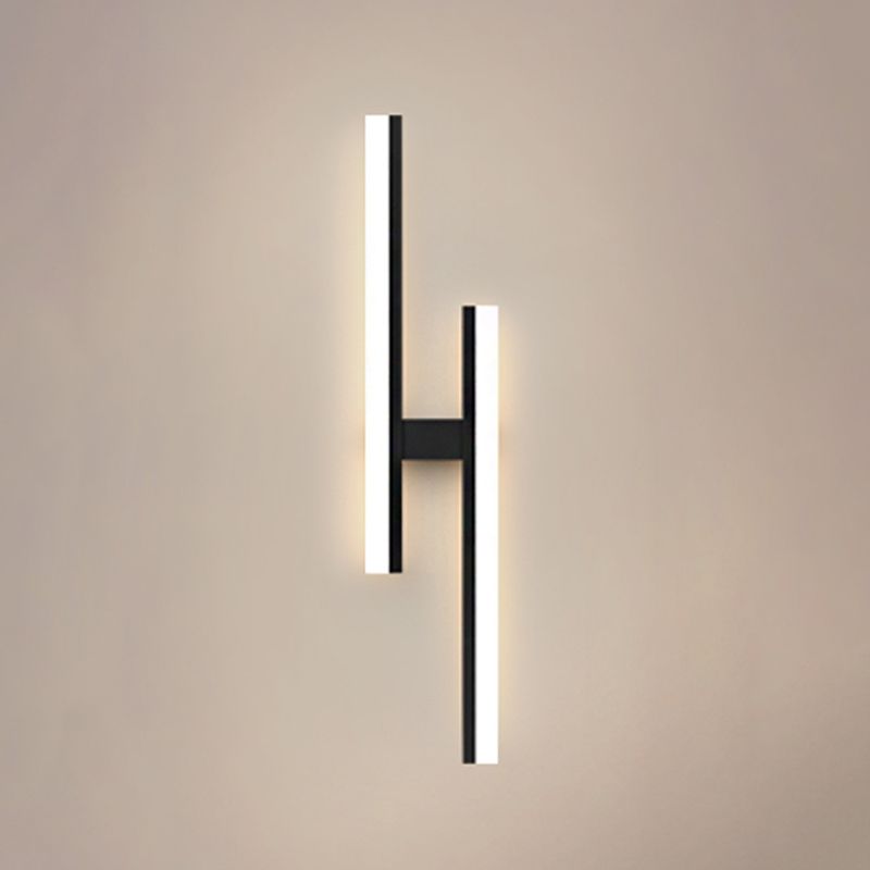 Forma lineal Luz de pared de metal Estilo moderno 2 luces Luz de montaje de pared Luz de luz en negro