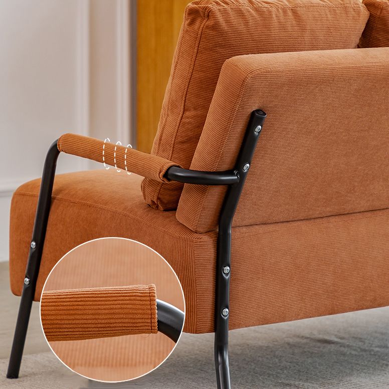 Stationary Settee Square Arm Metal Frame Sofa for Living Room