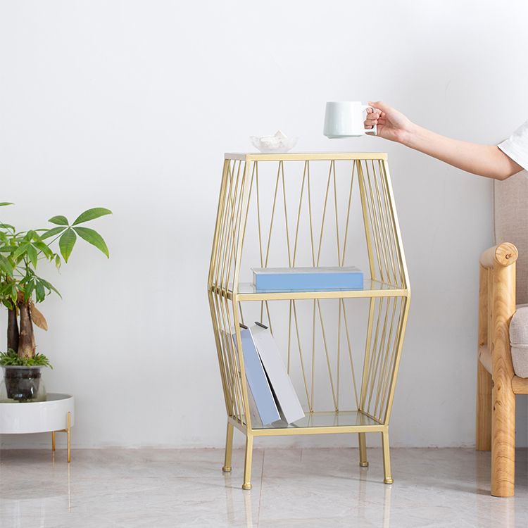 Modern Metal Bookshelf Geometric Vertical Closed Back Bookcase