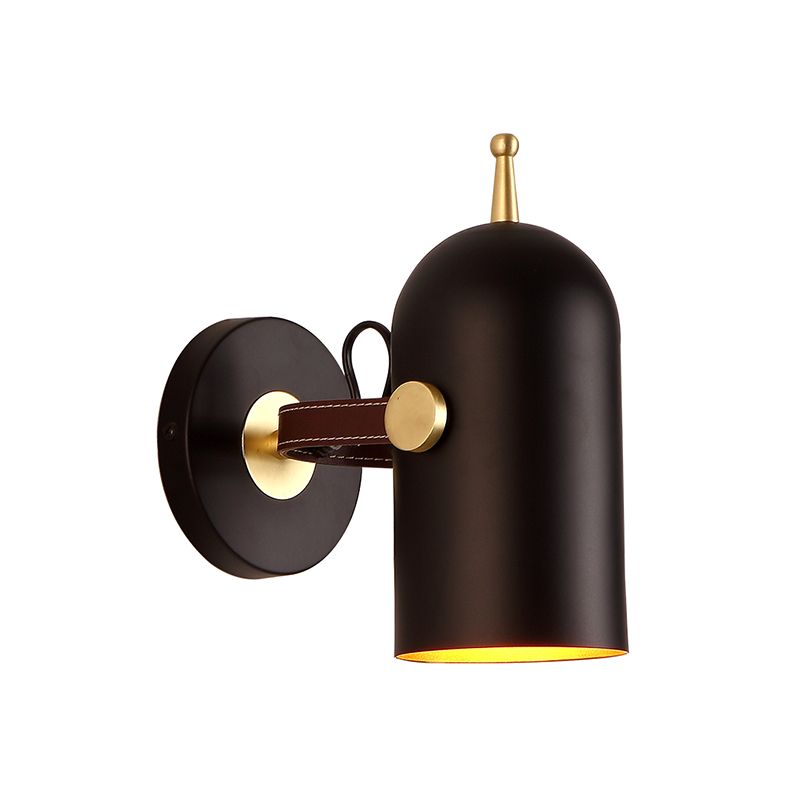 1 Bulb Stair Wall Light Contemporary Black LED Wall Mounted Lighting with Elongated Dome Iron Shade
