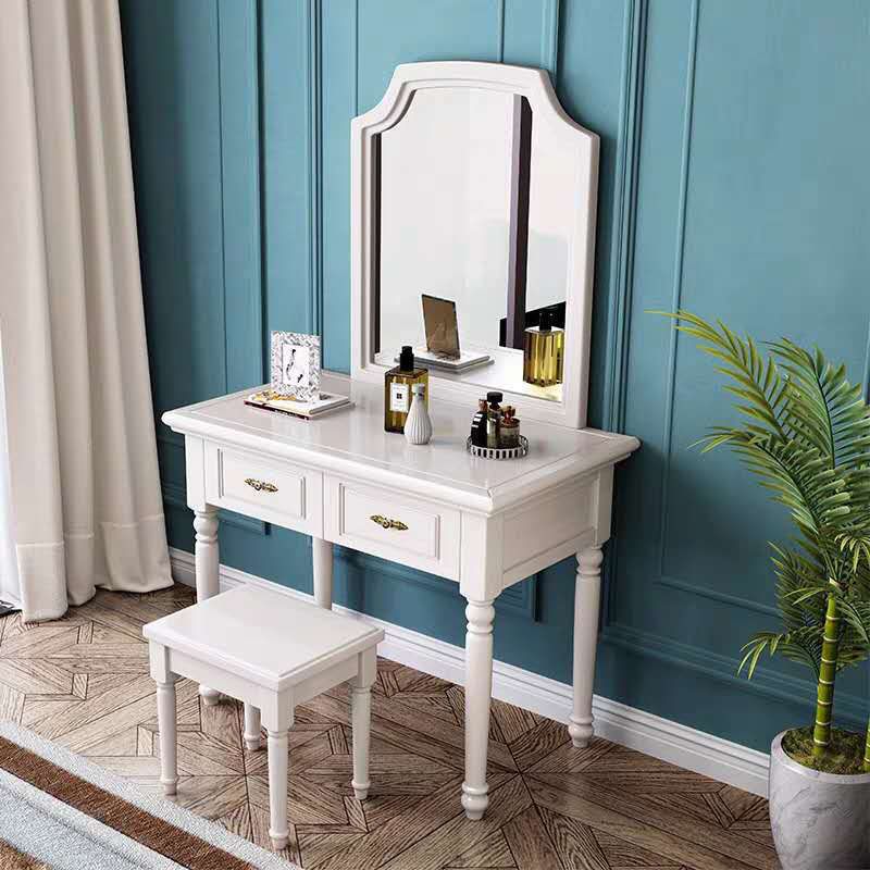 Bedroom Victorian Double Drawers Solid Wood Standing Make-up Vanity