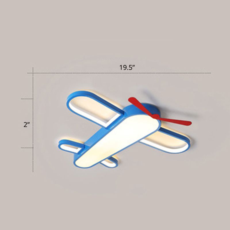 Plafonnier LED en forme d'avion, style enfant, plafonnier en acrylique pour chambre à coucher, bleu