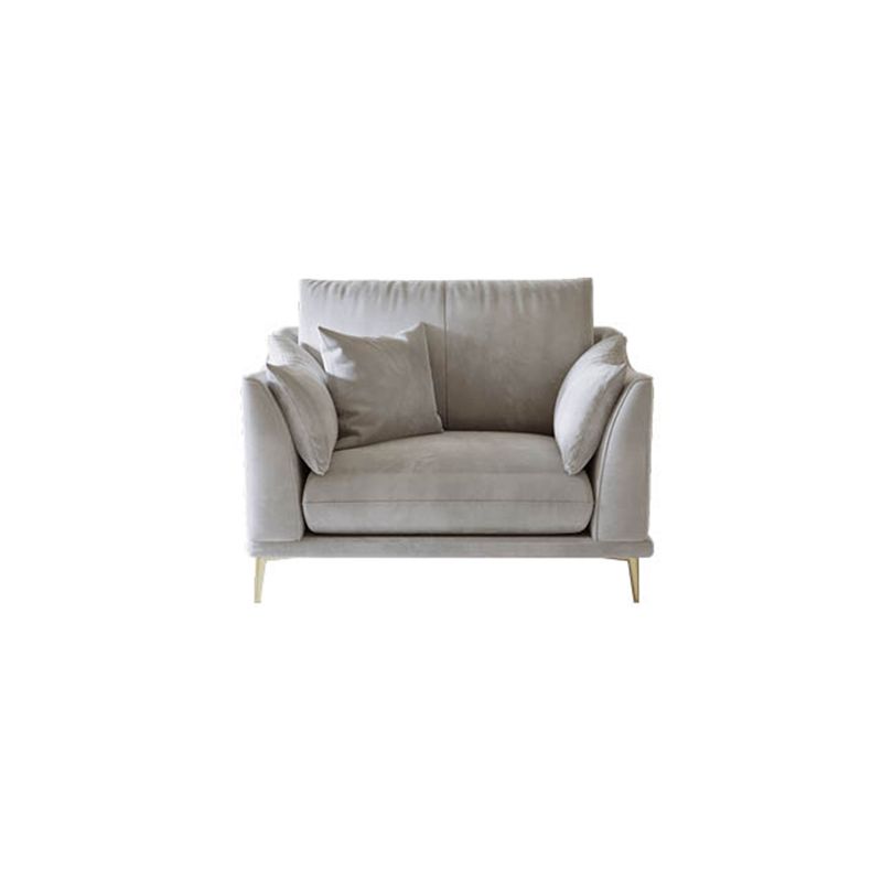 with Pillows Contemporary Sloped Arm Standard Settee Couch in Grey