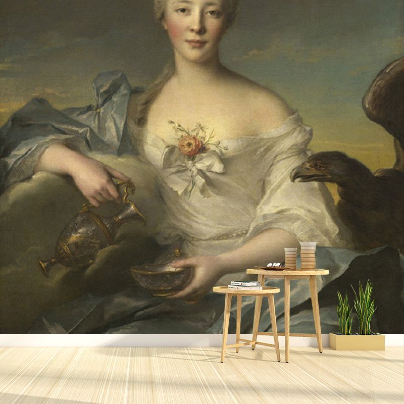 Custom Illustration Renaissance Wall Mural with Hebe and the Eagle of Jupiter Pattern in Brown