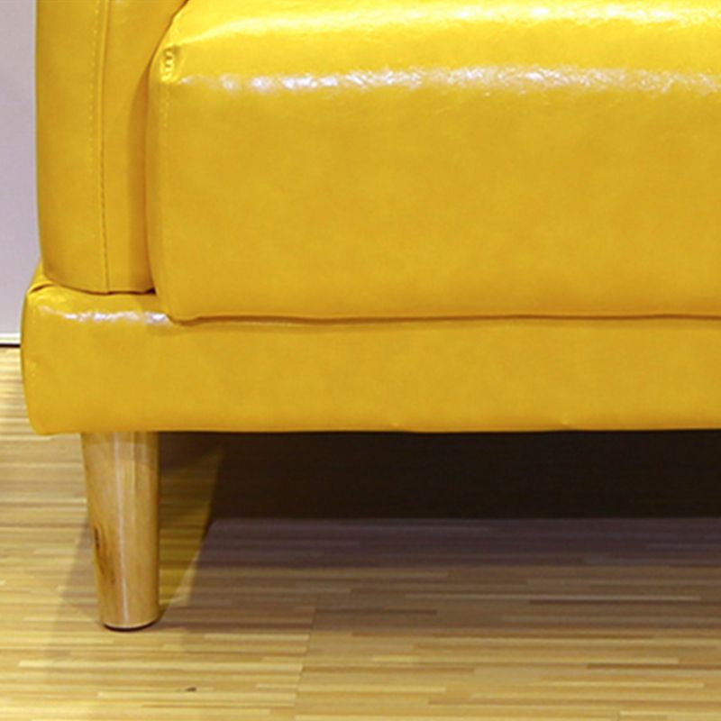 Faux Leather Tufted Back Sofa with Square Arm for Living Room