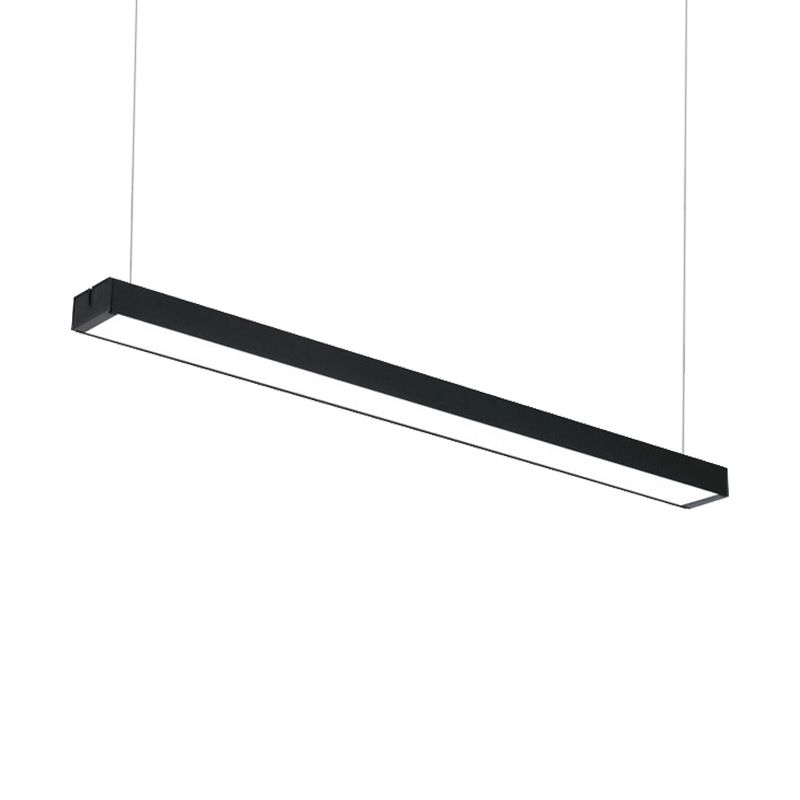 Rectangular Hanging Lamp Modern Metal Led 23.5"/35.5"/47" Wide Black/Silver Ceiling Pendant Light Fixture for Bedroom