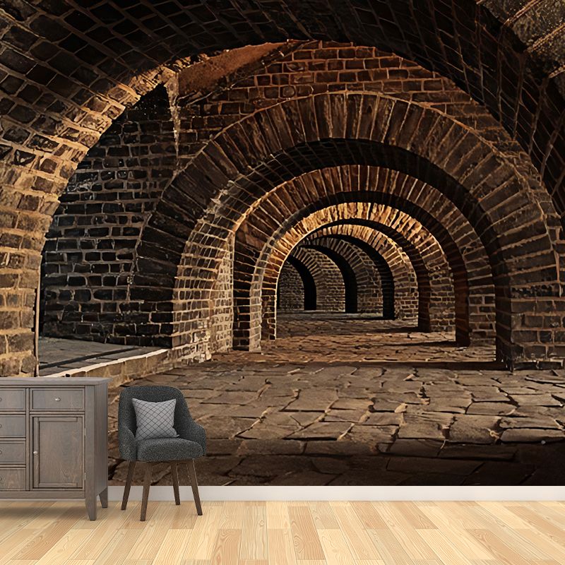 Moisture Resistant Arched Cellar Murals Custom Contemporary Wall Covering for Library