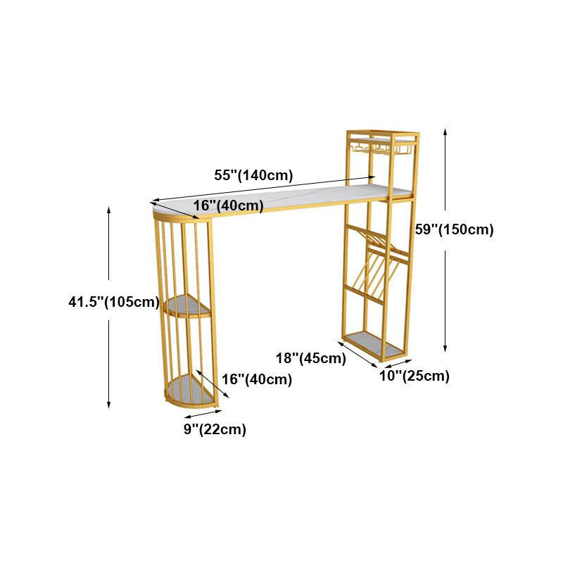 Contemporary Bar Dining Table 42-Inch Top Bar Height Table with Wine Storage